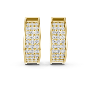 Pendientes de Aro Redondos de Plata de Ley 925 con Baño de Oro de 18K y Circonitas Multicapa, Estilo Bali, Lujosos para Mujer - Product Image 1