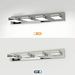 Modern Sleek Minimalist 4-<b>Light</b> Chrome LED <b>Vanity</b> Wall Sconce Energy-Efficient Easy Install for Bathroom <b>Mirror</b> Lighting - Product Image 4