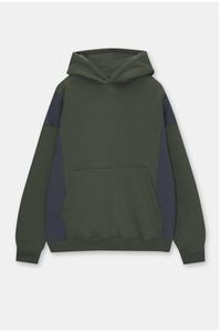 Autumn and Winter Wholesale Plain Blank 450gsm Oversized Pullover Hoodie 100% Cotton Fleece Color Block Panel Hoodies Men - Product Image 3