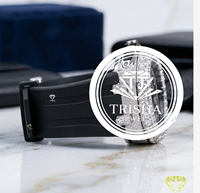 Montre chronographe de luxe entièrement sertie de diamants Moissanite, avec des pierres VVS serties à la main de qualité supérieure et bracelet en caoutchouc noir