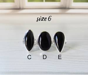 Bague en onyx noir, argent sterling, pierre précieuse en onyx noir véritable, bijou élégant, cadeau pour elle, bague ajustable - Product Image 5