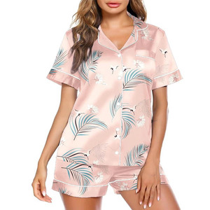 Ensemble de pyjama pour femmes à imprimé fraises, manches courtes, vêtements de nuit en coton, décontracté d'été, deux pièces, bleu avec motif à carreaux - Product Image 2