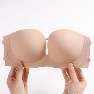 บราไร้สายสำหรับผู้หญิง ระบายอากาศได้ดี เรียบง่าย ไร้ตะเข็บ บราแบบ Bandeau ไม่เลื่อนหลุด ยกทรงแบบ Tube Top ไร้โครง มีตาข่าย - Product Image 5
