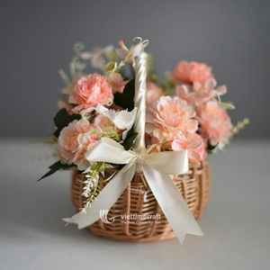 Cesta de Mimbre Pequeña para Pascua con Asa de Listón, Cesta Decorativa de Regalo con Conejito - Product Image 5