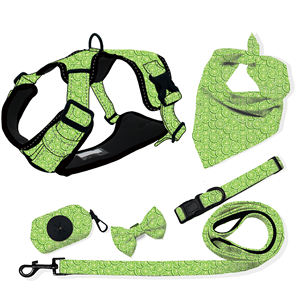 キューバリンクカラーとすべての豪華なセットフレンチブルドッグベルベット猫プライベートラベル犬用ハーネスを1つの犬の鎖に - Product Image 5