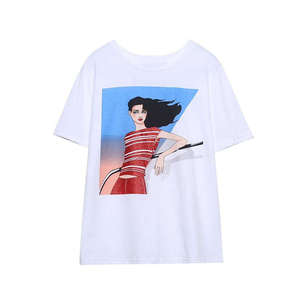 เสื้อยืดผู้หญิงหรูหรา ผ้าฝ้าย 100% แขนสั้น คุณภาพสูง ขายส่ง รับทำโลโก้  แบบเรียบ สีพื้น ลายเรียบ ทรงเข้ารูป ใส่ได้ในฤดูร้อน - Product Image 1