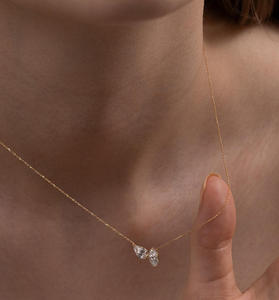 Collier Pendentif Classique en Moissanite Plaqué Argent Coupe Marquise, Unisexe, Solitaire, Motif Végétal, Breloque Tendance, Style Fiançailles - Product Image 2