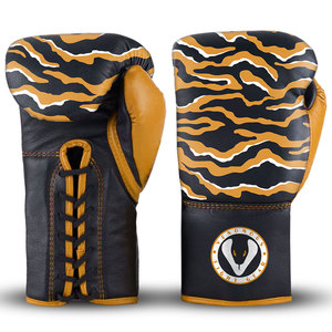 Guantes de Boxeo Profesionales de Cuero de Alta Calidad con Diseño de Rayas de Tigre, Personalizados OEM, con Agarre para las Manos y Soporte para la Muñeca con Cordones - Product Image 1