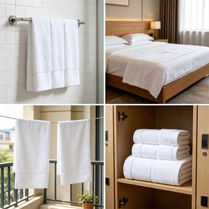 Serviette de bain en coton 100% style hôtel, extra large 70x140 cm - 600 g/m², en tissu éponge, sans torsion, blanche - Product Image 1