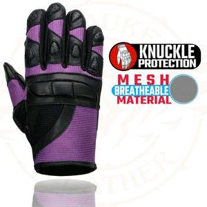 Gants de moto en cuir pleine main Violet Storm Pro avec protection rigide des articulations et panneaux en maille respirante – Prix compétitif - Product Image 5