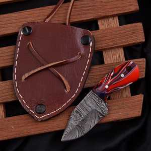 Damascus Steel Hunting <b>Knife</b> Straight Back Blade Wood <b>Handle</b> Outdoor Survival EDC Utility <b>Knife</b> - Product Image 1