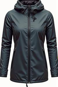 Veste softshell pour femme, à capuche, zippée, imperméable, coupe-vent, respirante, pour l'extérieur, hiver - Product Image 2