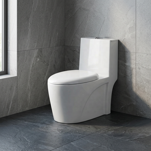 WC monobloc moderne en céramique à double chasse avec siphon en P pour projets commerciaux, immobilier et hôtellerie - Product Image 2
