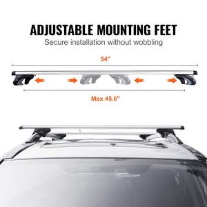 <b>Universal</b> 54\" Aluminum <b>Roof</b> <b>Rack</b> Crossbars Fit SUVs Sedans Vans Raised Side Rail Gap 200 Lbs Load Capacity Adjustable Cars - Product Image 3
