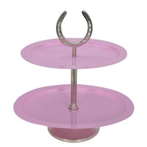 Support à gâteau à 2 niveaux en forme de fer à cheval argenté, rose, ovale, avec plateaux et coupelles pour pâtisseries et cupcakes, idéal pour les fêtes d'anniversaire - Product Image 5