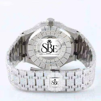 Edelstahl Quadratisches Gehäuse Saphirglas Zifferblatt ETA Quarzwerk Chronograph Wasserdicht Diamantbesetzt 41mm Uhr