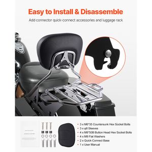 Portapacchi Sissy Bar in Metallo Nuovo per Moto Harley Davidson Modelli Touring - Compatibile con Street Glide e Road Glide - Product Image 5