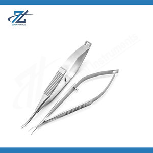 Ciseaux micro-spring 12 cm à lame courbée en acier inoxydable, instrument de microchirurgie réutilisable, outil chirurgical, fabricant Pakistan - Product Image 2
