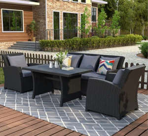 PHU LINH - Juego de Muebles de Ratán Modernos para Exteriores de 5 Plazas, Juego de Salón para Jardín de 4 Piezas con Sofá, Mesa y Sillas, Precio de Fábrica - Product Image 3