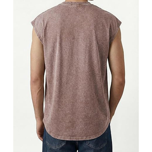 Chaleco de hombre estilo americano transfronterizo, de algodón puro de alto gramaje, con efecto lavado y estilo vintage, de hombros caídos, color liso, tipo camiseta sin mangas - Product Image 2