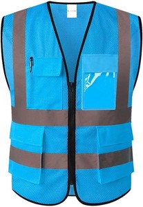 High Visibility Reflective Safety Work Vest Zip Up Multi Pocket <b>Pink</b> Unisex <b>Hi</b> <b>Vis</b> Workwear - Product Image 2