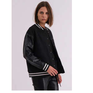Veste varsity en toile tendance pour homme, look sportif classique, coupe confortable pour un usage décontracté et un style urbain, imperméable et respirante - Product Image 4