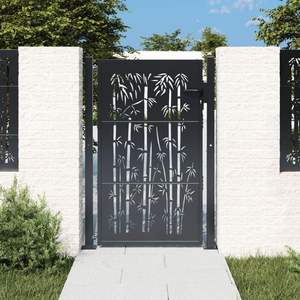 Puerta de Jardín de Acero con Diseño de Bambú, Color Antracita, 39.4x49.2, Producto de Cercas y Puertas - Product Image 1