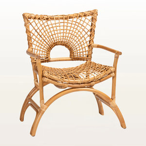 Wide Seat Rattan Armchair Sustainable Modern Frame Lounge <b>Chair</b> Handwoven Cane Accent Furniture Resort Hotels Cafe Wholesale B2B - Product Image 1