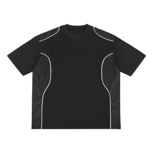เสื้อยืดกีฬาผู้ชาย แขนสั้น ทรงโอเวอร์ไซส์ ผ้าฝ้ายถัก 100% ระบายอากาศได้ดี  ลายตาข่าย  พิมพ์ลายดิจิตอลด้านหน้า  รับสกรีนโลโก้ - Product Image 1