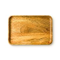 Plateau de service en bois multifonctionnel pour thé, café et collations, plateau de petit-déjeuner en bois naturel avec patins antidérapants 24,5 x 16 cm