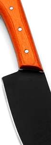 Couteau de chef artisanal noir avec revêtement, manche en bois de cerisier naturel, outil de découpe culinaire - Product Image 6