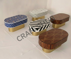 โต๊ะกาแฟรูปไข่ขนาด42.5x22.5x18นิ้วทำด้วยมือแบบโมเดิร์นแบบหมุนได้เฟอร์นิเจอร์ห้องรับประทานอาหารแบบพกพาสำหรับบ้านและโรงแรม - Product Image 3