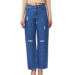 Jeans al por mayor para mujer, vaqueros elásticos, vaqueros rotos ajustados de largo completo para mujer - Product Image 1