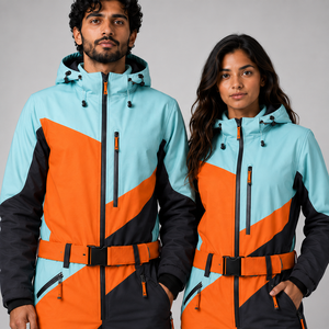 Custom Unisex Professional Ski Suit Waterproof Windproof 10,000mm Insulated Snow Jacket Pants Zipper <b>Taped</b> Seams Private Label - Product Image 4