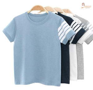 Camisetas de Manga Corta para Bebés, Niñas y Niños, Informales, Lisas, 100% Algodón Suave, Ropa Infantil - Product Image 1
