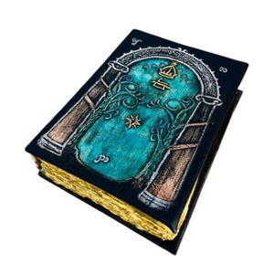 Handmade Leather Journal Fantasy Door Design Magic Inspired Grimoire Hardcover Writing Diary Art <b>Book</b> Vintage Grimoire - Product Image 1