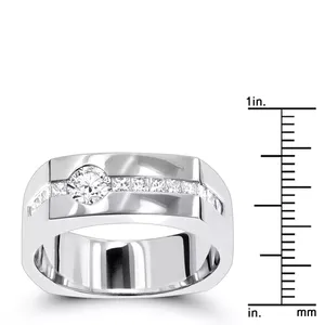 Bague pour homme EtherStar 0,55 carat en diamant de laboratoire, or massif, taille brillant rond, alliance de mariage à sertissage en canal, couleur E blanche, 18 carats, classique - Product Image 5