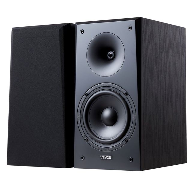 Passive Stereo Bookshelf Speakers 6.5 in Cone 55Hz-20KHz Home Entertainment 2.0 Channel Wired Audio System Model D0100X3I47P
