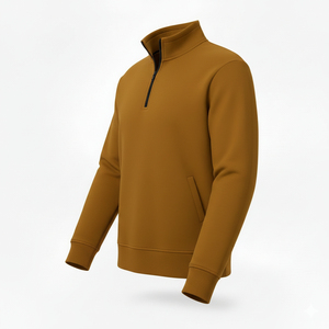 Men's Winter Half Zip Fleece Pullover Sweatshirt Eco-Friendly Knitted Plain Dyed with Pocket High Quality Half Zip Sweatshirts - Product Image 2