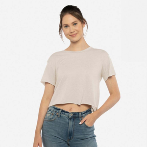 เสื้อครอปท็อปผู้หญิงรักษ์โลก รุ่นใหม่ สีพื้น ผ้าฝ้าย 100% หรือ ผ้าฝ้าย 90% โพลีเอสเตอร์ 10% แขนสั้น - Product Image 5