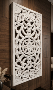 งานแกะสลักไม้ MDF รูปทรงสี่เหลี่ยมผืนผ้า ลายดอกไม้แบบดั้งเดิม 3 มิติ คุณภาพสูง ทำมือ สไตล์บ้านไร่ สำหรับตกแต่งผนังบ้าน - Product Image 6