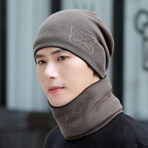 Bonnet d'hiver en tricot pour homme avec cache-cou, couleur unie, acrylique, décontracté, chaud, pour l'extérieur, 56-58CM - Product Image 5