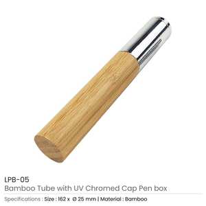 Étui à crayons rond en bambou 100% écologique (20-30cm) avec capuchon chromé pour un usage quotidien - Product Image 3
