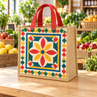 Sac fourre-tout en jute pour courses, avec soufflet, idéal pour supermarché, fruits et légumes, impression personnalisée, vente en gros, marque privée