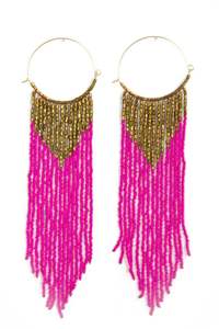 Boucles d'oreilles longues et volumineuses faites à la main pour femmes, motif poule, multicolores, avec perles de cristal, en gros, en provenance d'Inde - Product Image 4
