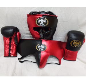 No Boxing No Life Kit de Gants de Boxe MMA en Cuir Véritable à Lacets, Antidérapants, Anti-humidité, avec Protection de la Poitrine et du Visage - Product Image 1