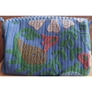 Suzani bleu bleuet avec fermeture ouverte, design décoratif brodé, doublure en coton - Product Image 1