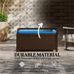 Sgabello Contenitore Blu da Esterno con Piattaforma, Panca da Giardino o Terrazzo - Product Image 4
