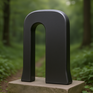 Sculpture en métal coulé, arche monolithe, aluminium massif, oxydé noir, abstrait, moderne, décoration d'intérieur, fait main, 32 cm - Product Image 3