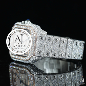 Reloj de Diamantes de Lujo AARVA JEWELS, Caja Cuadrada de Acero Inoxidable de 30 mm, Cristal de Zafiro, Correa de Silicona, Cuarzo Analógico, para Hombre y Mujer - Product Image 3